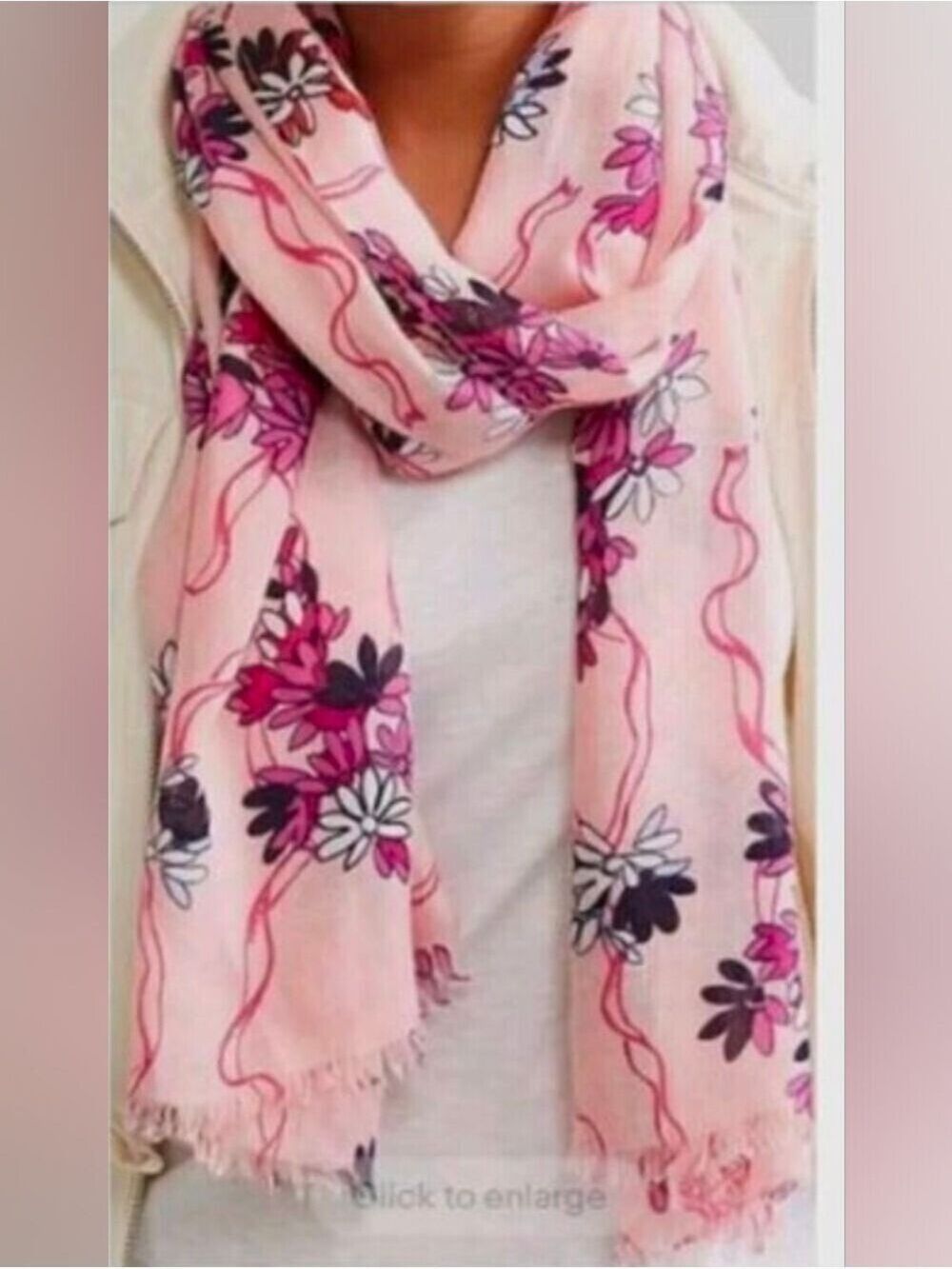 778 Vera Bradley Soft Fringe Scarf Wrap HOPE BLOOMS Pink Floral Flowers NWT